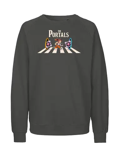 The Portals - games, Gateway, glados, portals, abbey road, beatles, humor, gamming, road, PC, gamer - Fairtrade Sweatshirt