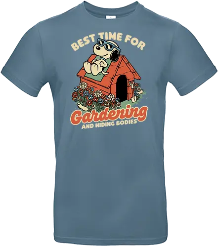 Beagle Body Garden - cute, funny, fun, awesome, spring, summer, garden, flowers, pets, allergy, classic, retro, vintage, comic, comics, beagle, dog, sun, kill, killer, assassin, serial killer, joke, gardening, garden, body, bodies - Standard T-Shirt