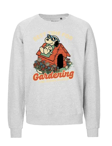Beagle Body Garden - cute, funny, fun, awesome, spring, summer, garden, flowers, pets, allergy, classic, retro, vintage, comic, comics, beagle, dog, sun, kill, killer, assassin, serial killer, joke, gardening, garden, body, bodies - Fairtrade Sweatshirt
