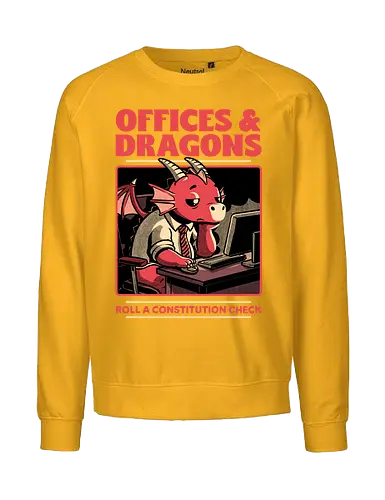 Dragon Office RPG - rpg, Pen and Paper, d20, dungeon master, role-playing game, tabletop, game master, Role-play, Role-playing, Roleplay Game, Dragon, Dragons, Dungeon, Fantasy, Adventure, Mythical, Creature, Burnout, Tired, Dragon, Cover, Office, Office Space, Office Culture, Sarcasm, Roll, Lets Roll, Critical Hit, Failure - Fairtrade Sweatshirt