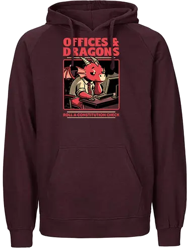 Dragon Office RPG - rpg, Pen and Paper, d20, dungeon master, role-playing game, tabletop, game master, Role-play, Role-playing, Roleplay Game, Dragon, Dragons, Dungeon, Fantasy, Adventure, Mythical, Creature, Burnout, Tired, Dragon, Cover, Office, Office Space, Office Culture, Sarcasm, Roll, Lets Roll, Critical Hit, Failure - Fairtrade Hoodie