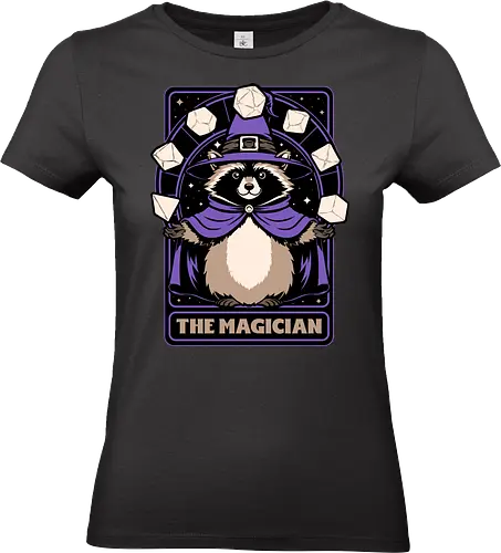 Raccoon RPG Wizard - rpg, Pen and Paper, d20, Pen and paper, dungeon master, role-playing game, tabletop, game master, Role-play, Role-playing, Roleplay Game, Pen and Paper, Dungeon, Fantasy, Adventure, Mythical, Creature, Wizard, Sorcerer, Sorcery, Mage, Dark Mage, Magical, The Magician, Magician, Tarot Card, Tarot, Dice, Raccoons, Raccoon - Standard T-Shirt (Frauen)