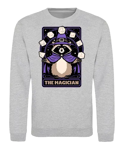 Raccoon RPG Wizard - rpg, Pen and Paper, d20, Pen and paper, dungeon master, role-playing game, tabletop, game master, Role-play, Role-playing, Roleplay Game, Pen and Paper, Dungeon, Fantasy, Adventure, Mythical, Creature, Wizard, Sorcerer, Sorcery, Mage, Dark Mage, Magical, The Magician, Magician, Tarot Card, Tarot, Dice, Raccoons, Raccoon - Sweatshirt