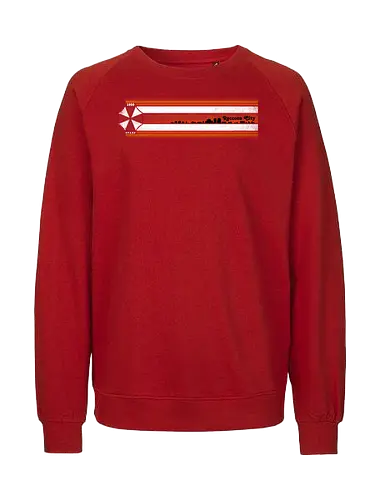 Raccoon City Stripes - Raccoon City, Horror, retro stripes, retro gaming, re2, umbrella corp, 1998, stars - Fairtrade Sweatshirt