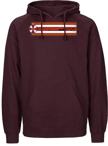 Raccoon City Stripes - Raccoon City, Horror, retro stripes, retro gaming, re2, umbrella corp, 1998, stars - Fairtrade Hoodie