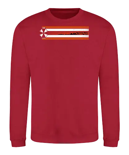 Raccoon City Stripes - Raccoon City, Horror, retro stripes, retro gaming, re2, umbrella corp, 1998, stars - Sweatshirt