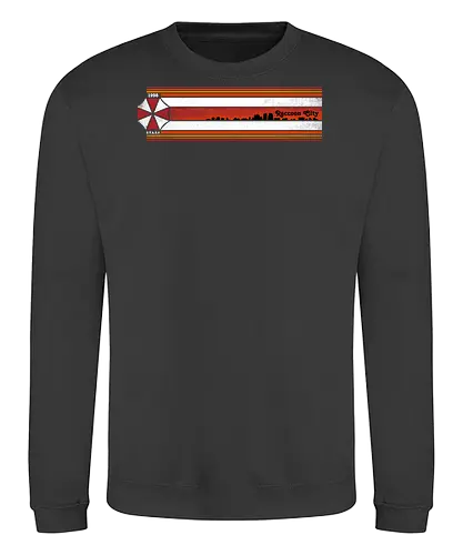 Raccoon City Stripes - Raccoon City, Horror, retro stripes, retro gaming, re2, umbrella corp, 1998, stars - Sweatshirt