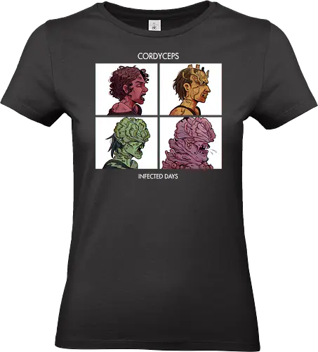 Cordyceps- Infected Days - tlou, cordyceps, infecteds, gorillaz, music, songs, demon days, zombies, ellie, joel, gamer, music lover, parody, rock, rock and roll, mushroom - Standard T-Shirt (Frauen)