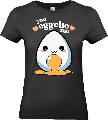 you excite me - kawaii, cute, egg, yolk, cartoon, playful, hearts, phrase - Standard T-Shirt (Frauen)