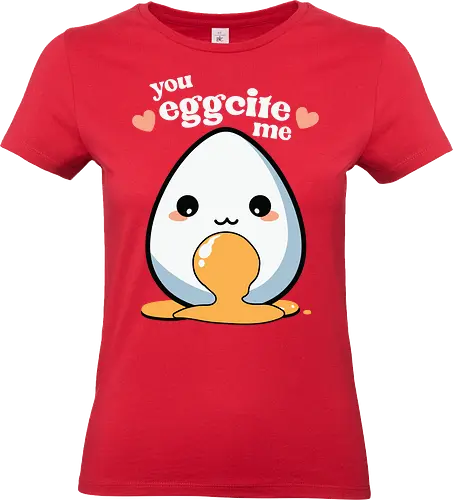 you excite me - kawaii, cute, egg, yolk, cartoon, playful, hearts, phrase - Standard T-Shirt (Frauen)
