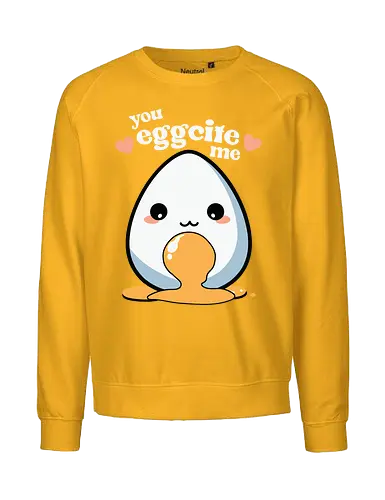 you excite me - kawaii, cute, egg, yolk, cartoon, playful, hearts, phrase - Fairtrade Sweatshirt