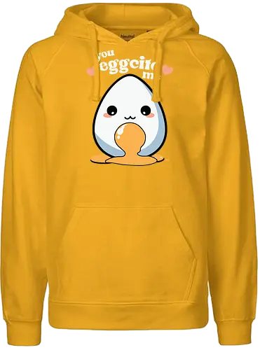 you excite me - kawaii, cute, egg, yolk, cartoon, playful, hearts, phrase - Fairtrade Hoodie