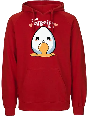 you excite me - kawaii, cute, egg, yolk, cartoon, playful, hearts, phrase - Fairtrade Hoodie