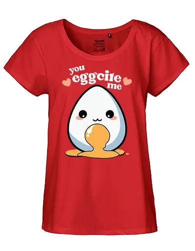 you excite me - kawaii, cute, egg, yolk, cartoon, playful, hearts, phrase - Fairtrade Girl Shirt