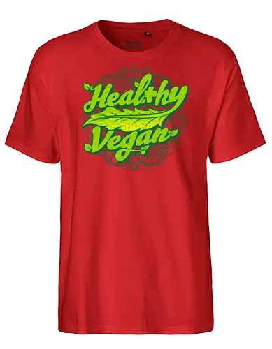 healthy vegan  - health, vegan, vegetables, leaf, font, textart, calligraphy, typography - Fairtrade T-Shirt