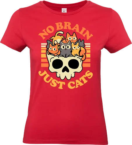 No Brain Just Cats - cats, kawaii, skull, creepy cute, funny, brain, skeleton, spooky, kitties, kittens, cat lover, dark humor, quirky, retro, gothic style - Standard T-Shirt (Frauen)