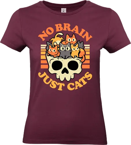 No Brain Just Cats - cats, kawaii, skull, creepy cute, funny, brain, skeleton, spooky, kitties, kittens, cat lover, dark humor, quirky, retro, gothic style - Standard T-Shirt (Frauen)