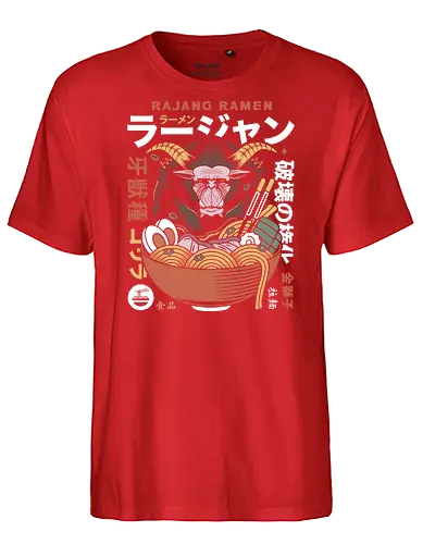 Rajang Ramen - monster, hunting, gamer, gaming, video games, furious rajang, iceborne, wyvern, felyne, pickle, hunter monster world, game, coffee, gamer, gaming, video games, hunter, monster rise, monster wilds - Fairtrade T-Shirt