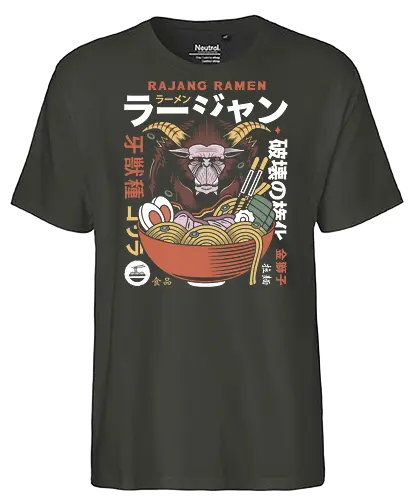 Rajang Ramen - monster, hunting, gamer, gaming, video games, furious rajang, iceborne, wyvern, felyne, pickle, hunter monster world, game, coffee, gamer, gaming, video games, hunter, monster rise, monster wilds - Fairtrade T-Shirt