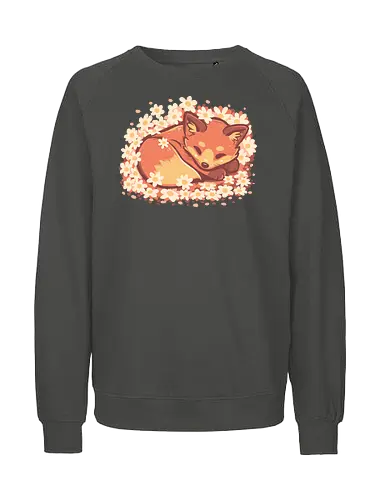 Daisy Spring Fox - Fuchs, Frühling, Gänseblümchen, Schlafender Fuchs, Fuchs und Blumen, Niedlicher Fuchs, Blumig, Verträumt, Ästhetisch, Warme Farben, Frühlingstier, Gänseblümchen Blume, Cottagecore Fuchs, Gelassen, Ruhig, fox, spring, daisy, Sleeping fox, Fox and flowers, Cute fox, Floral, dreamy, aesthetic, warm colours - Fairtrade Sweatshirt