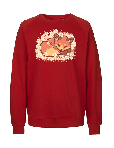 Daisy Spring Fox - Fuchs, Frühling, Gänseblümchen, Schlafender Fuchs, Fuchs und Blumen, Niedlicher Fuchs, Blumig, Verträumt, Ästhetisch, Warme Farben, Frühlingstier, Gänseblümchen Blume, Cottagecore Fuchs, Gelassen, Ruhig, fox, spring, daisy, Sleeping fox, Fox and flowers, Cute fox, Floral, dreamy, aesthetic, warm colours - Fairtrade Sweatshirt