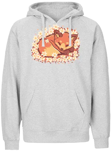 Daisy Spring Fox - Fuchs, Frühling, Gänseblümchen, Schlafender Fuchs, Fuchs und Blumen, Niedlicher Fuchs, Blumig, Verträumt, Ästhetisch, Warme Farben, Frühlingstier, Gänseblümchen Blume, Cottagecore Fuchs, Gelassen, Ruhig, fox, spring, daisy, Sleeping fox, Fox and flowers, Cute fox, Floral, dreamy, aesthetic, warm colours - Fairtrade Hoodie