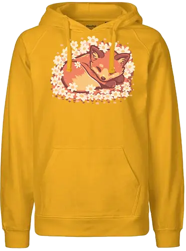Daisy Spring Fox - Fuchs, Frühling, Gänseblümchen, Schlafender Fuchs, Fuchs und Blumen, Niedlicher Fuchs, Blumig, Verträumt, Ästhetisch, Warme Farben, Frühlingstier, Gänseblümchen Blume, Cottagecore Fuchs, Gelassen, Ruhig, fox, spring, daisy, Sleeping fox, Fox and flowers, Cute fox, Floral, dreamy, aesthetic, warm colours - Fairtrade Hoodie