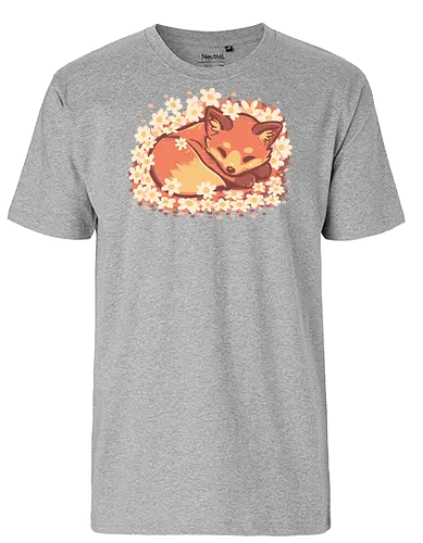Daisy Spring Fox - Fuchs, Frühling, Gänseblümchen, Schlafender Fuchs, Fuchs und Blumen, Niedlicher Fuchs, Blumig, Verträumt, Ästhetisch, Warme Farben, Frühlingstier, Gänseblümchen Blume, Cottagecore Fuchs, Gelassen, Ruhig, fox, spring, daisy, Sleeping fox, Fox and flowers, Cute fox, Floral, dreamy, aesthetic, warm colours - Fairtrade T-Shirt