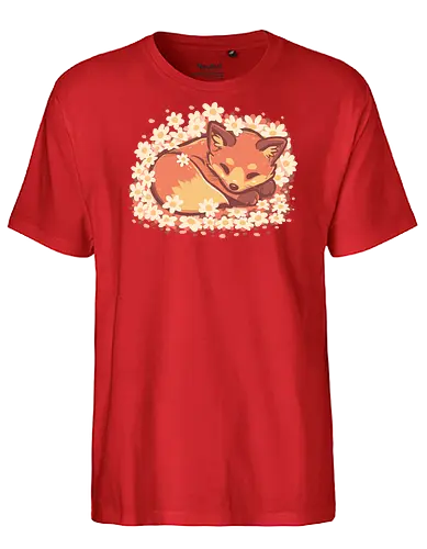 Daisy Spring Fox - Fuchs, Frühling, Gänseblümchen, Schlafender Fuchs, Fuchs und Blumen, Niedlicher Fuchs, Blumig, Verträumt, Ästhetisch, Warme Farben, Frühlingstier, Gänseblümchen Blume, Cottagecore Fuchs, Gelassen, Ruhig, fox, spring, daisy, Sleeping fox, Fox and flowers, Cute fox, Floral, dreamy, aesthetic, warm colours - Fairtrade T-Shirt