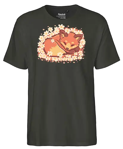 Daisy Spring Fox - Fuchs, Frühling, Gänseblümchen, Schlafender Fuchs, Fuchs und Blumen, Niedlicher Fuchs, Blumig, Verträumt, Ästhetisch, Warme Farben, Frühlingstier, Gänseblümchen Blume, Cottagecore Fuchs, Gelassen, Ruhig, fox, spring, daisy, Sleeping fox, Fox and flowers, Cute fox, Floral, dreamy, aesthetic, warm colours - Fairtrade T-Shirt