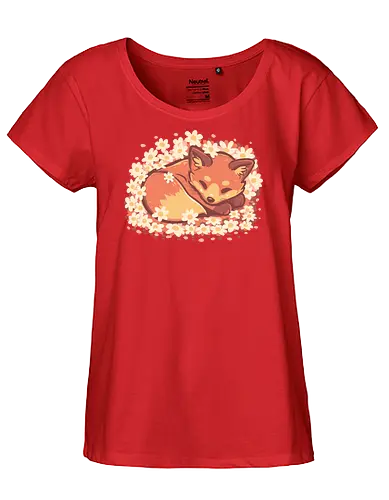 Daisy Spring Fox - Fuchs, Frühling, Gänseblümchen, Schlafender Fuchs, Fuchs und Blumen, Niedlicher Fuchs, Blumig, Verträumt, Ästhetisch, Warme Farben, Frühlingstier, Gänseblümchen Blume, Cottagecore Fuchs, Gelassen, Ruhig, fox, spring, daisy, Sleeping fox, Fox and flowers, Cute fox, Floral, dreamy, aesthetic, warm colours - Fairtrade Girl Shirt