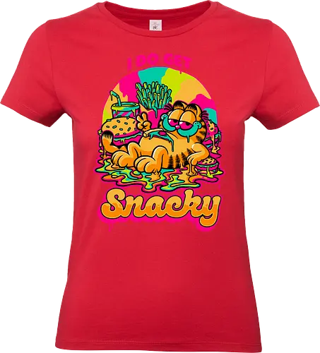 Cat Psychedelic Food Trip - Cat, comic, cartoon, Psychedelic, fast food, burger, fries, orange cat, lasagna, fun, funny, Food, Trip, comic, food, tripping, pet - Standard T-Shirt (Frauen)