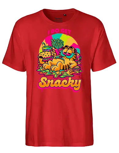 Cat Psychedelic Food Trip - Cat, comic, cartoon, Psychedelic, fast food, burger, fries, orange cat, lasagna, fun, funny, Food, Trip, comic, food, tripping, pet - Fairtrade T-Shirt
