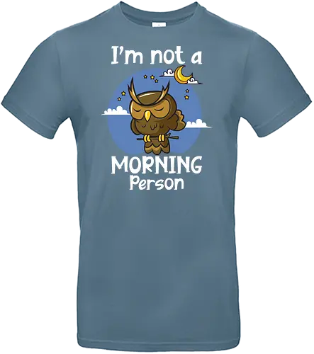 I'm not a morning person - owl, cute, night, sky, stars, moon, humor, sleep, cartoon, text - Standard T-Shirt
