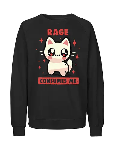 Rage Consumes Me - Wut verzehrt mich Meme, Wut, weirdcore, lustig, Katze, Kätzchen, sarkastisch, ungelenk, schwarzer Humor, Rage Consumes me meme, rage, funny, cat, kitten, sarcastic, unhinged, dark humour - Fairtrade Sweatshirt