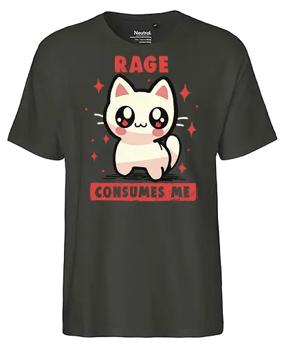 Rage Consumes Me - Wut verzehrt mich Meme, Wut, weirdcore, lustig, Katze, Kätzchen, sarkastisch, ungelenk, schwarzer Humor, Rage Consumes me meme, rage, funny, cat, kitten, sarcastic, unhinged, dark humour - Fairtrade T-Shirt