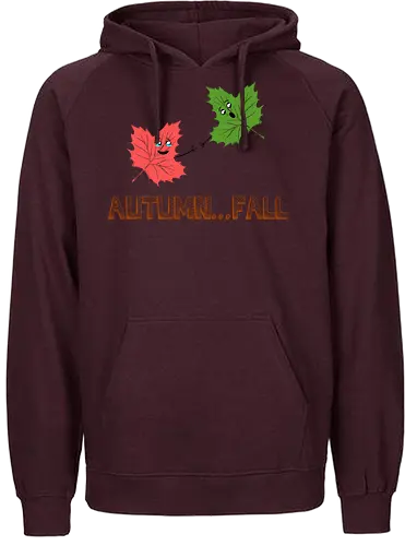 Autumn...Fall (Herbst...Fall) - Herbst, dramatisch, Cartoon, kawaii, süß, Synonym, Wortspiel, Blätter, Jahreszeit, Natur, Grün, Rot, Herbstwetter, Kreativität, humorvoll, Niedlichkeit, leaf, autumn, fall, cute, funny, humor, Fall, Ahornblatt, Ahorn, lustig - Fairtrade Hoodie