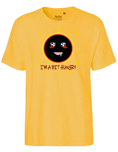Kawaii Hungry Black Hole (Kawaii hungriges Schwarzes Loch) - Kawaii, Schwarzes Loch, süß, hungrig, Weltraum, Universum, lustig, Cartoon, Science-Fiction, Nerd, Geek, Astronomie, Kosmos, Galaxie, Sterne, Planeten, Humor, Gravitationskraft, putzig, Appetit, foodie - Fairtrade T-Shirt