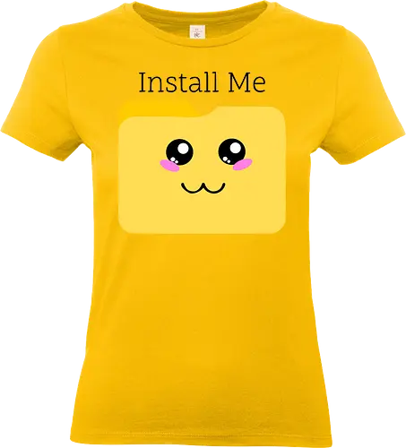 Cute Kawaii Install Me (Süßes Kawaii Installier Mich) - Kawaii, süß, Dateiordner, installieren, Technik, Geek, Nerd, Gamer, Computer, digital, Software, Programmierung, Coding, IT, Download, Upload, Internet, Technologie, System, App - Standard T-Shirt (Frauen)