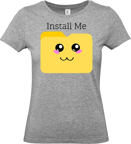 Cute Kawaii Install Me (Süßes Kawaii Installier Mich) - Kawaii, süß, Dateiordner, installieren, Technik, Geek, Nerd, Gamer, Computer, digital, Software, Programmierung, Coding, IT, Download, Upload, Internet, Technologie, System, App - Standard T-Shirt (Frauen)
