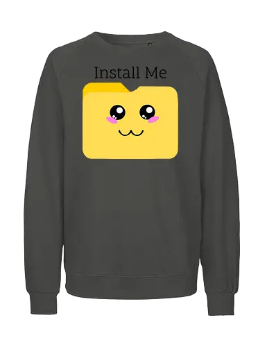 Cute Kawaii Install Me (Süßes Kawaii Installier Mich) - Kawaii, süß, Dateiordner, installieren, Technik, Geek, Nerd, Gamer, Computer, digital, Software, Programmierung, Coding, IT, Download, Upload, Internet, Technologie, System, App - Fairtrade Sweatshirt