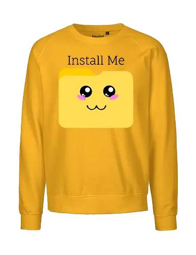 Cute Kawaii Install Me (Süßes Kawaii Installier Mich) - Kawaii, süß, Dateiordner, installieren, Technik, Geek, Nerd, Gamer, Computer, digital, Software, Programmierung, Coding, IT, Download, Upload, Internet, Technologie, System, App - Fairtrade Sweatshirt