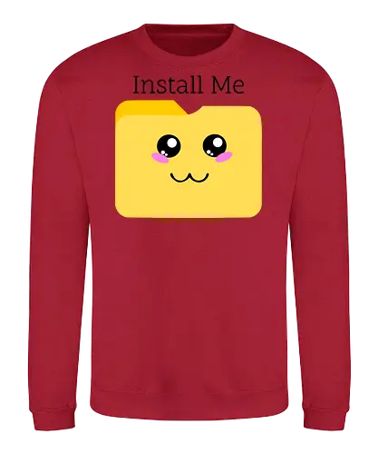 Cute Kawaii Install Me (Süßes Kawaii Installier Mich) - Kawaii, süß, Dateiordner, installieren, Technik, Geek, Nerd, Gamer, Computer, digital, Software, Programmierung, Coding, IT, Download, Upload, Internet, Technologie, System, App - Sweatshirt