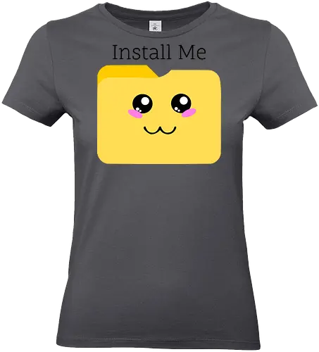 Cute Kawaii Install Me (Süßes Kawaii Installier Mich) - Kawaii, süß, Dateiordner, installieren, Technik, Geek, Nerd, Gamer, Computer, digital, Software, Programmierung, Coding, IT, Download, Upload, Internet, Technologie, System, App - Standard T-Shirt (Frauen)