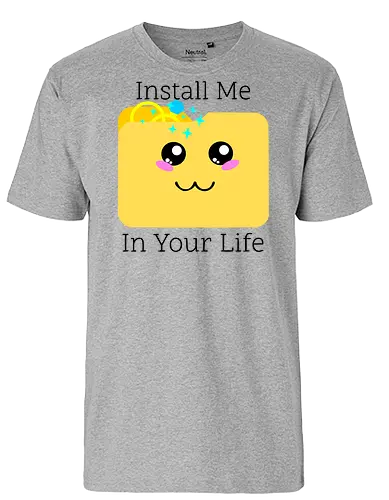 Cute Kawaii Install Me in Your Life (Installier Mich in Dein Leben) - Kawaii, süß, Verlobung, Ringe, Liebe, Hochzeit, Geek, Nerd, Gamer, Technik, Dateiordner, Romantik, Beziehung, IT, Computer, Software, Code, Programmierung, digital, App, love, couple - Fairtrade T-Shirt