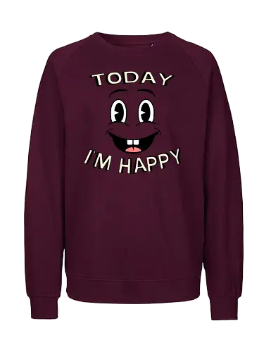 Happy Day (Glücklicher Tag) - glücklich, retro, lächeln, positivität, gute vibes, cartoon, vintage, nostalgie, stimmungsaufheller, fröhlich, klassisch, bunt, optimismus, verspielt, spaß, groovy, leuchtend, freude, tagesmotto, aufmunterung, positivity, positive, motivation, motivational, inspiration, inspirational, good day, happy day - Fairtrade Sweatshirt