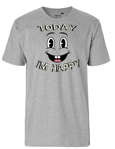 Happy Day (Glücklicher Tag) - glücklich, retro, lächeln, positivität, gute vibes, cartoon, vintage, nostalgie, stimmungsaufheller, fröhlich, klassisch, bunt, optimismus, verspielt, spaß, groovy, leuchtend, freude, tagesmotto, aufmunterung, positivity, positive, motivation, motivational, inspiration, inspirational, good day, happy day - Fairtrade T-Shirt