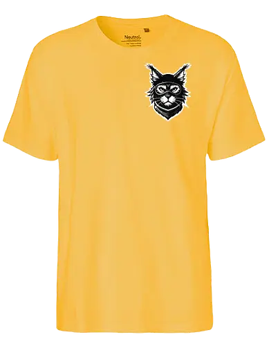 Front Katze Pocketdruck, Back Logo schwarz - Fairtrade T-Shirt