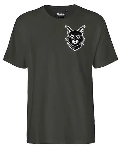 Front Katze Pocketdruck, Back Logo schwarz - Fairtrade T-Shirt