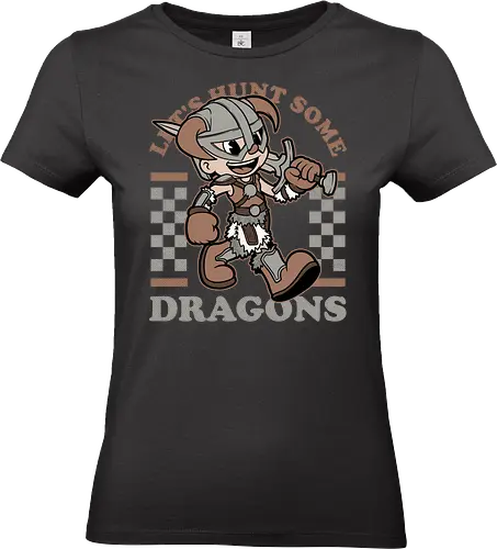 Game Mascot Dragon Hunter - Video Games, Video Game, Game, Games, Gamer, Mascot, Retro, Vintage, Retro Vintage, Retro Gamer, Retro Cartoon, Adventure, Dark Fantasy, Fantasy, Hack And Slash, Magic, Monsters, Monster, Dragon, Medieval, Knight, Hunter, Hunt - Standard T-Shirt (Frauen)